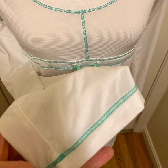 prAna Felicity White and Teal Long Sleeve Lightweight Top - Picture 5 of 8